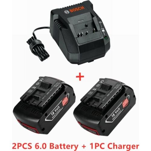 2PCS18V 6000mAh Rechargeable lithium ion Battery For Bosch 18V 6.0Ah Backup Battery Portable Replacement BAT609, BAT609G, BAT611