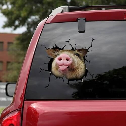 3D Simulation Pig Dog Car Sticker Funny Animal Glass Window Sticker For Car Auto Modern Decorative Wallpaper Window Decor Decal