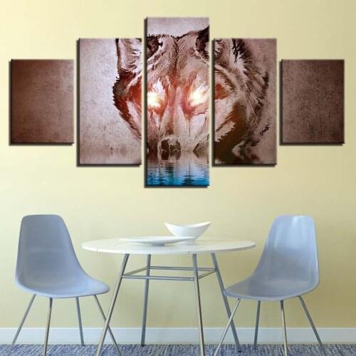 5 Piece Abstract animal Wolf Diamond Painting Cross Stitch Kits Square Round Drill Mosaic Embroidery Multi Panel Diy WW293