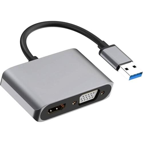 USB 3.0 To HDMI-Compatible VGA Adapter 4K Multi-display 3in1 USB To HDMI-Compatible Converter For Windows 7/8/10 OS