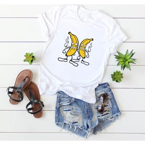 Banana personality interesting womens T-shirt 2021 Harajuku KawaiiO-neck T-shirt pattern fashion print plus size womens shirt