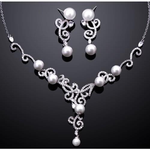 Band New Necklace Earrings Sets Setting with Cubic Zirconia Cadmium Free Statement jewelry set