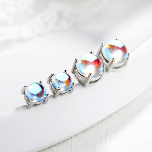 Double Fair Trendy Imitation of Moonstone Stud Earring For Couple 3 Size Silver Color Gift For Party Gift Fashion Jewelry KAE134