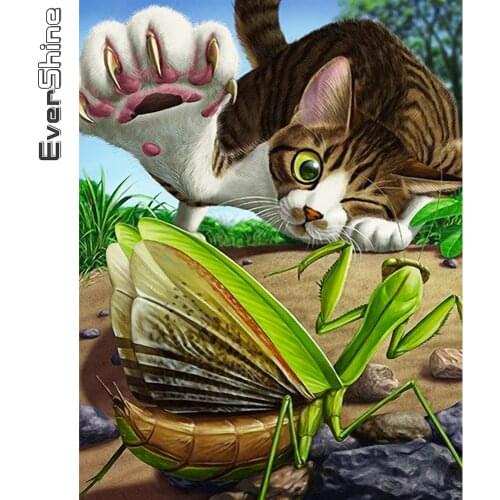 Evershine New Arrival Diamond Painting Animals Diamond Embroidery Cat Rhinestone Picture Cross Stitch Cartoon Home Decoration