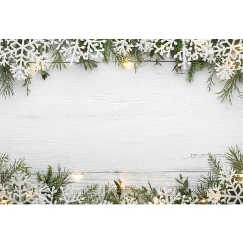 New Year Xmas Backdrop Baby Shower Newborn Wedding Party Decor Snowflakes Pine Branches Background Photography Photo Booth Props
