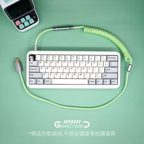 GeekCable Handmade Customized Mechanical Keyboard Data Cable For GMK Theme SP Keycaps Mojo Matcha Green