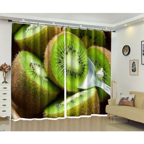 Kiwifruit Curtains decorate Luxury Blackout 3D Window living room kids Bedroom Cortina Drapes Rideaux Customized size pillowcase