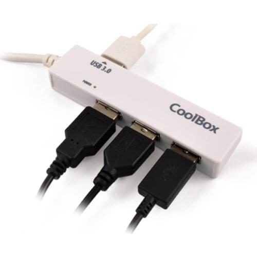 CoolBox Hub USB 4 ports CoolBox: 1 Port USB3.0 + 3 ports USB2.0. Led power indicator, white Color