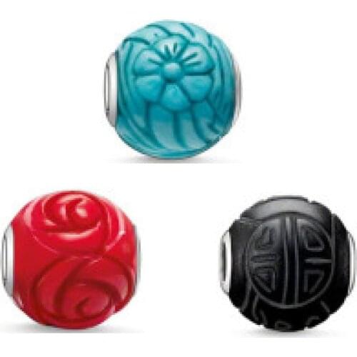 Red Rose Black Shanghai Blue Sunflower Karma Beads Fit Bracelet Necklace, Silver DIY Bead Accessories Gift Jewelry For Women Men