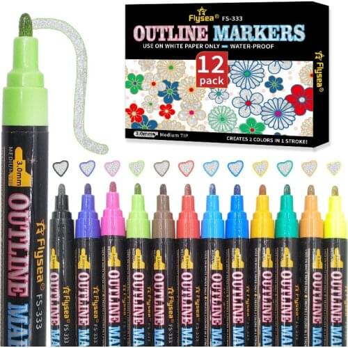 Outline Paint Marker Pen 12 Pcs Per Set Double Line Pen Diy Album Scrapbooking Marker Pen Drawing Painting Art Supply
