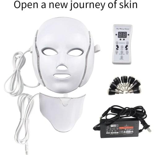 7 Color LED Light Theraphy Facial Nursing Mask with Neck Korean Anti-aging PDT Beauty Device for Brightening and Face Smoothing