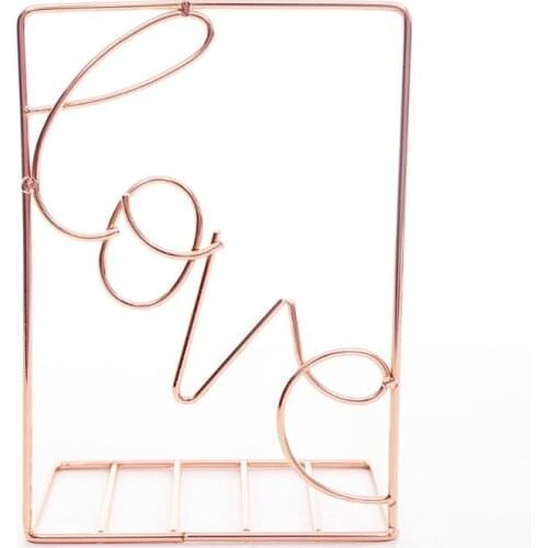 W3JD 2Pcs/Pair Creative Love Shaped Metal Bookends Desk Storage Holder Shelf Book Organizer Stand