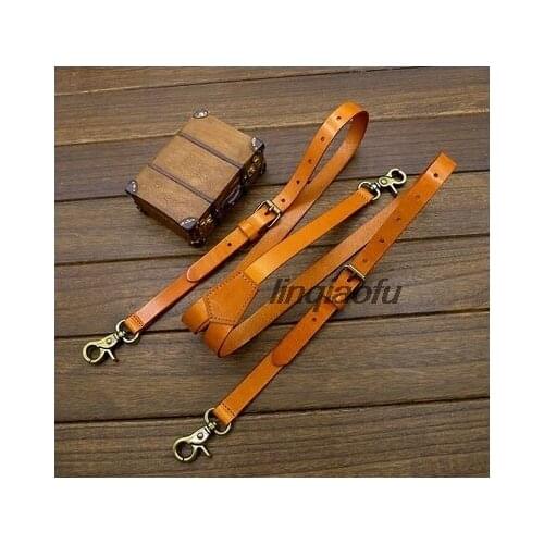 Men and women shoulder strap hang buckle vegetable tanned leather retro sling