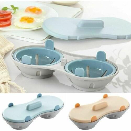 Double Eggs Poacher Cup Egg Boiler Microwave Ovens Steamed Egg Mould Set Food Grade Cookware Breakfast Cooking Tools Gadgets