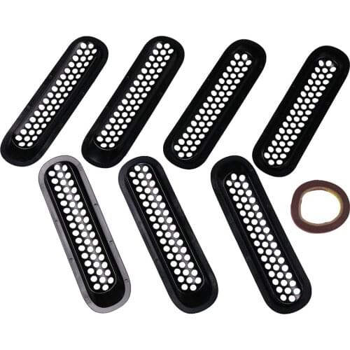 7pcs Black ABS Car Mesh Front Racing Grille Trim Cover For Jeep JK 07-15 Wrangler Grille for Bumper Wrangler FG007