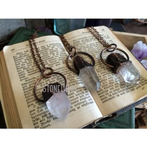 NM39954 Raw Crystal Quartz Necklace Healing Crystal Pendant Bohemian Gypsy Necklace Raw Crystal Jewelry Bohemian Gift Idea