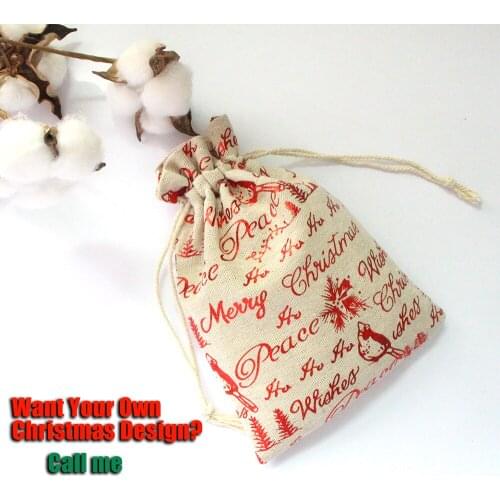 Peace Bird New Year Bag Jewelry Sachet Packing Organizer Christmas Pouches 10Pcs/Lot Santa Gift Drawstring Bag Can Print Logo