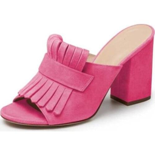 SHOFOO shoes.Fashion womens slippers. Suede, about 11 cm high heel slippers. Fashion casual shoes. SIZE:34-45