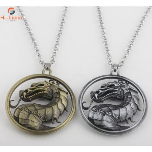 Mortal Kombat Necklace Fighting Game Chain Dragon Logo for Men Jewelry Dragon Pendant Necklace Collier Game Fans Gift