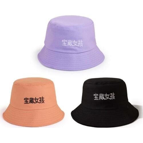 Cotton Chinese Treasure Girl Bucket Hat Fisherman Hat Outdoor Travel Hat Sun Cap Hats for Men and Women 344