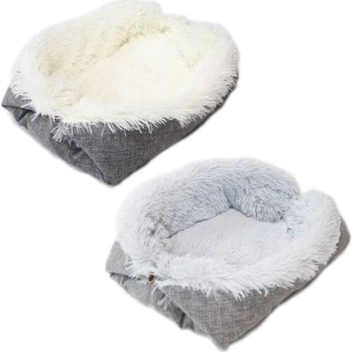 Plush Cat Nest Pet Mat Dual-use Warm Winter Kennel Lovely Dog Bed Sofa Cushion Fluffy Soft Washable for Cats and Small
