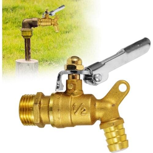 Useful Yellow 4 Points Brass Tap With Lock Faucets Single Handle Water Mixer Taps Bath Finish Brass Basin Sink