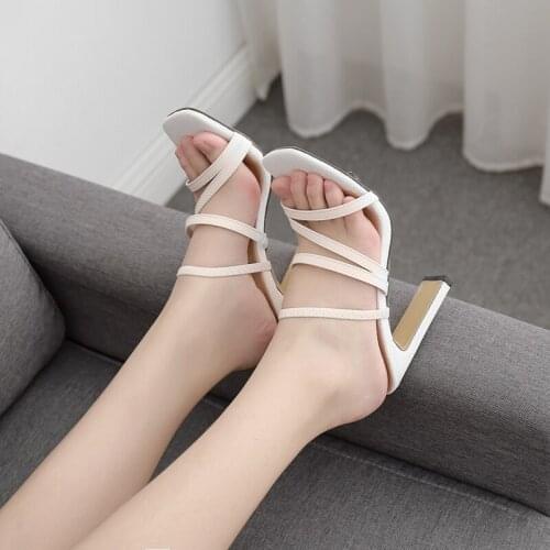 2021 New Sandals women high heels ladies shoes square open toes fashion party female lady heels shoes sandals for women