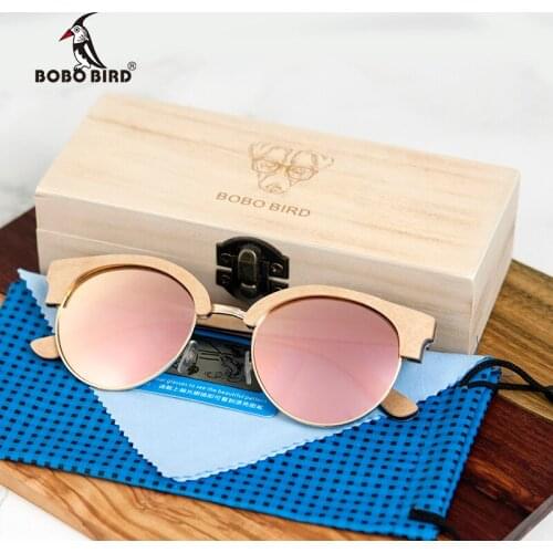 Oculos BOBO BIRD Women Men Sunglasses 2020 Wooden Glasses Frame UV400 Polarized Lens Fashion Eyewear Wood Gift Box gafas de sol