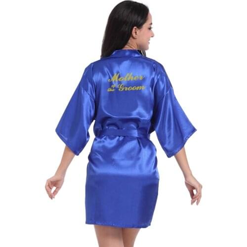 Wedding Mother of the Groom Robe Satin Rayon Bathrobe Nightgown For Women Kimono Sleepwear Solid plaid #4157