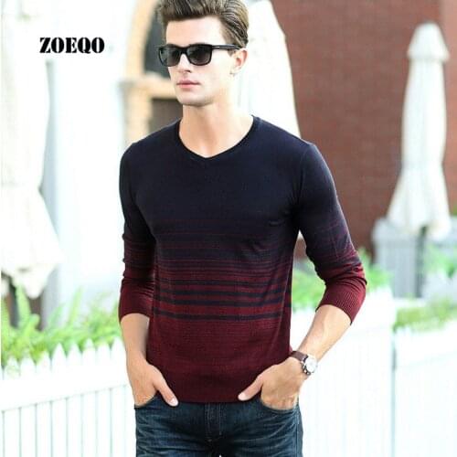 ZOEQO New Autumn Winter Casual Fashion V-neck Sweater Men Pullovers Knitwear pull homme Wool Casual Pullover Men