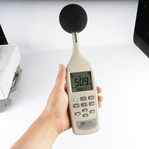 TES-52AA Digital Sound Level Meter (0.1dB Resolution Range from 26 to 130dB)Mainmum/Minimum/Peak Sound Level With Time