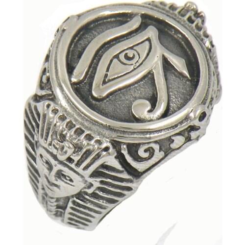 Fanssteel Stainless steel Jewelry eye of Horus Egyptian mystery ring FSR13W84