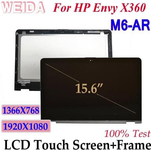 WEIDA LCD X360 15-AR For HP Envy X360 M6-AR Series M6 AR 15.6" LCD Display Touch Screen Assembly Frame 1920X1080 1366X768