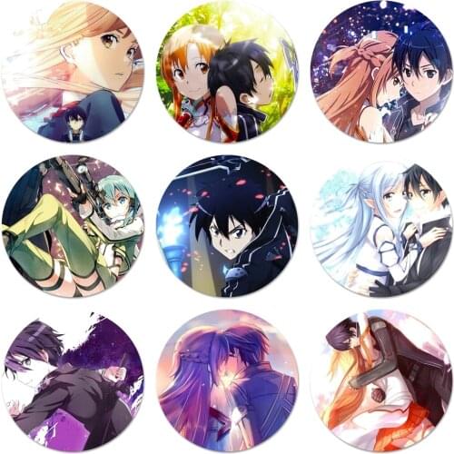 58mm Sword Art Online SAO Japanese Anime Icons Pins Badge Decoration Brooches Metal Badges For Clothes Backpack Decoration