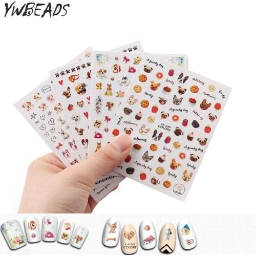 1 Sheet Animal Dog Style Nail Sticker 3D Self Adhesive Colorful Nail Sticker Nail Decoration Manicure Tools