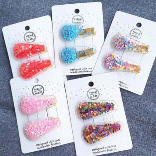 10pair/lot New Transparent Quicksand Children Candy Hair Clip Beautiful Colorful Sequins Hairpins Girl Princess Hair Accessories