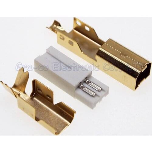 100set 3 in 1 gold-plated USB 2.0 Type B Male Plug square port 2.0 USB Jack