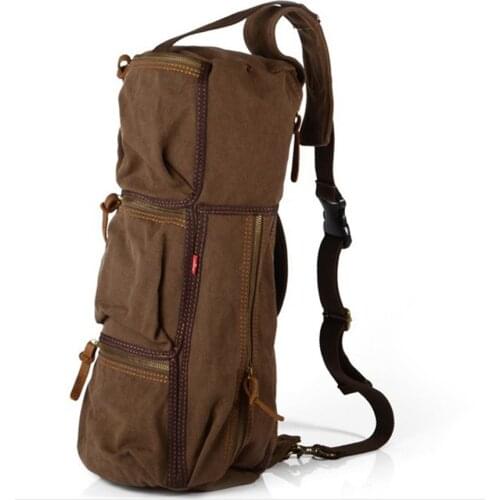 2021 Canvas Large Capacity Sling Chest Tote Bag Travel Climbing Tactical Military Backpack Mens Cross-Body Shoulder Pack