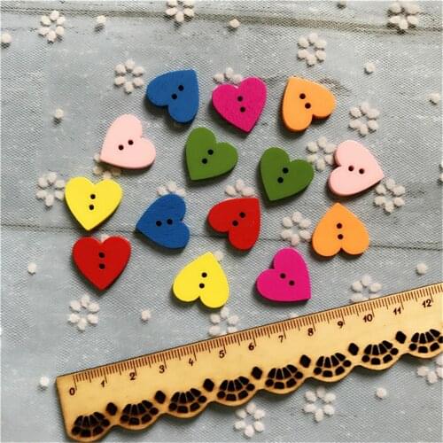 50pcs 18mm Wood Mixed Hearts Buttons 2 Holes Sewing DIY Accessory Embellishment Scrapbooking Crafts