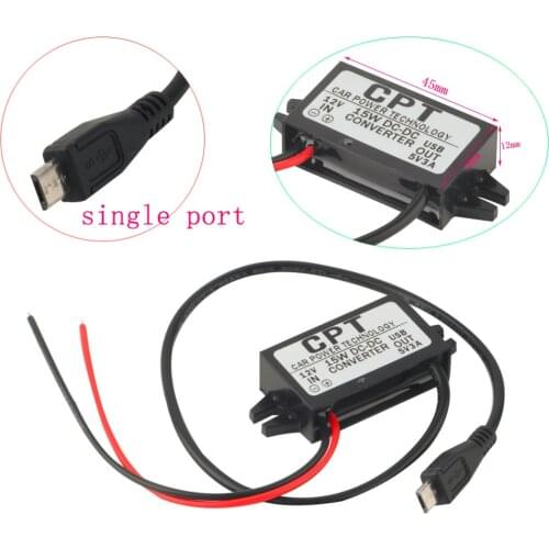 Car Power Technology Charger DC Converter Module Single Port 12V To 5V 3A 15W with Micro USB Cable Dropshipping