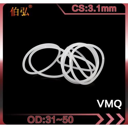 White Silicon O-Ring 5PCS/lot Silicone/VMQ CS3.1mm OD31/32/34/35/36/38/40/42/43/45/48/50mm Rubber Seal Gasket O Rings Washer