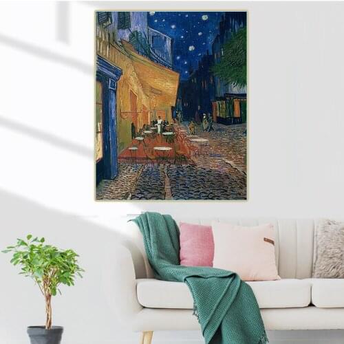 Citon Van Gogh《Cafe Terrace in Arles at Night》Canvas Art Oil Painting Artwork Poster Picture Wall Decor Home Decoration
