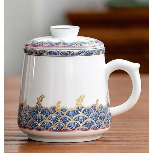 Enamels ceramic tea mugs with filters porcelainTea Water Separation Ceramic Tea Mug Tea Cup with Lid Filter Water Cup