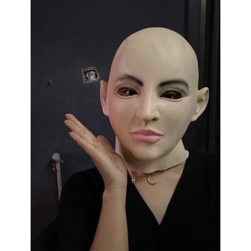 Hot Transgender Soft Shy Girl Style Latex Head Face Mask Male to Female Cosplay Costumes for Crossdresser shemale