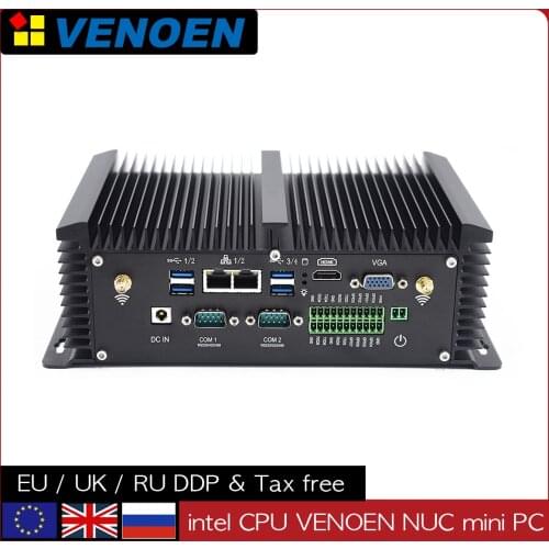 Mini pc server core i7 i5 8250U 8350U industrial fanless computer RS232/422/485 COM 2 gigabit lan thin client i5 4200U