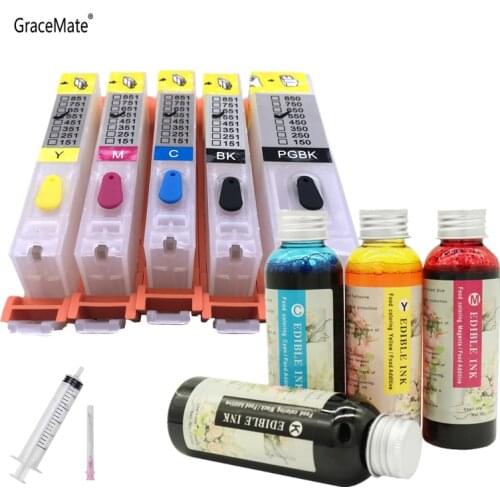 PGI 650 CLI 651 Cartridge 4 Colors Edible Ink Make Food for Canon Pixma MX726 MX926 MG5560 MG5660 MG6360 MG6460 MG5460 Printer