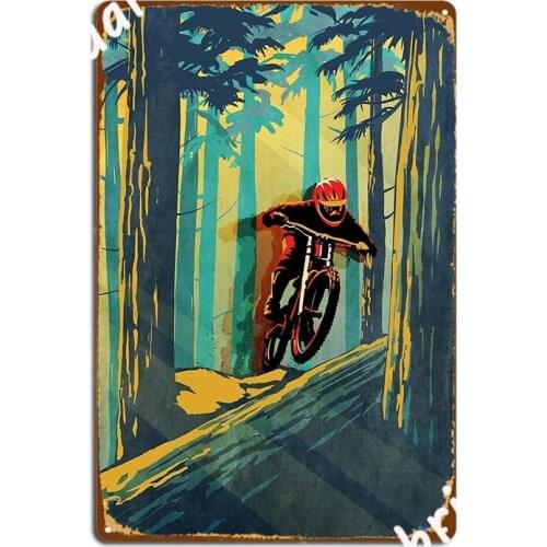 Forest Log Mountain Bike Ghost Jumper Poster Metal Plaque Pub Garage Wall Plaque Club Create Tin Sign Poster