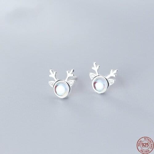 LKO 925 Sterling Silver Earrings Female Korean Version Christmas Antlers Stud Earrings For Women Party Jewelry Accessories
