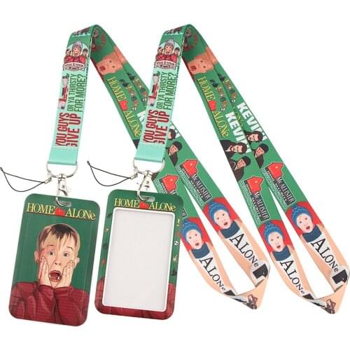 LT89 Home Alone Lanyard Credit ID Badge Holder Key Rings Bag Student Women Travel Bank Bus Business Card Cover Keychain