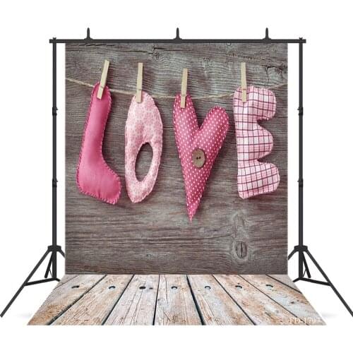 Love Banner Photography Background Wooden Floor Backdrop For Photo Shoot Props Child Wedding Party Cloth Backdrops Photo Studio